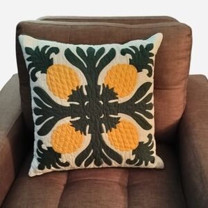 Maui Pineapple Quilted Accent Pillow - White, Green & Yellow